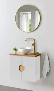 ארון תלוי דגם דיאגו - DIEGO עומק 29 ס"מ עם בוצ'ר + כיור נורית/בוטיק לבן מבריק 59 ס"מ סניטק