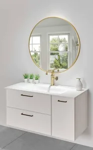 ארון תלוי דגם ג'סי - JESSIE עומק 47 ס"מ עם כיור סקיני חרס לבן 92 ס"מ סניטק