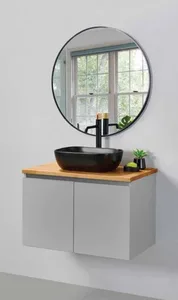 ארון תלוי דגם ויליג' - VILLAGE עומק 47 ס"מ עם כיור סקיני חרס לבן 72 ס"מ סניטק