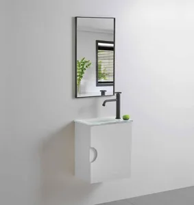 ארון תלוי דגם ארק - ARAK עומק 26 ס"מ עם כיור זכוכית אינטגרלי 43 ס"מ סניטק