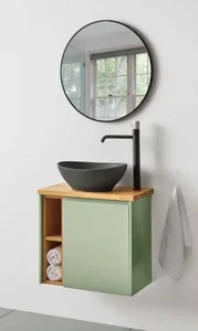 ארון תלוי דגם קרלוס - CARLOS עומק 29 ס"מ עם משטח בוצ'ר + כיור נורית/בוטיק לבן מט או צבעוני 59 ס"מ סניטק