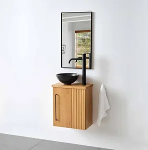 ארון תלוי דגם אקסל - EXCEL עומק 26 ס"מ עם משטח בוצ'ר + כיור בוטיק לבן מבריק 43 ס"מ סניטק