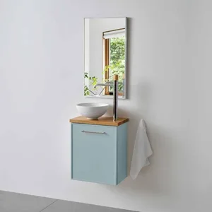 ארון תלוי דגם אוסקר - OSCAR עומק 26 ס"מ עם משטח בוצ'ר + כיור בוטיק לבן מבריק 43 ס"מ סניטק