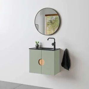 ארון תלוי דגם ניקי - NICKI עומק 29 ס"מ עם כיור זכוכית אינטגרלי 59 ס"מ סניטק