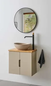 ארון תלוי דגם פדרו - PEDRO עומק 29 ס"מ עם משטח בוצ'ר + כיור נורית/בוטיק לבן מט או צבעוני 59 ס"מ סניטק