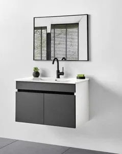 ארון תלוי דגם שאנל - CHANNEL עומק 47 ס"מ עם כיור סקיני חרס לבן 82 ס"מ סניטק