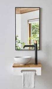 סט תלייה דגם תומס - THOMAS עם משטח בוצ'ר + כיור לבן מבריק 45 ס"מ סניטק