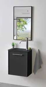 ארון תלוי דגם המילטון - HAMILTON עומק 26 ס"מ עם כיור זכוכית אינטגרלי 43 ס"מ סניטק