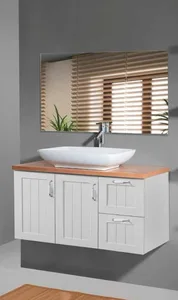 ארון תלוי דגם פרגוס - PARGUS עומק 47 ס"מ עם כיור סקיני חרס לבן 82 ס"מ סניטק