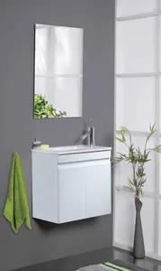 ארון תלוי דגם רומיו - ROMIO מידה 55 ס"מ כיור אינטגרלי סקיני לבן מבריק סניטק