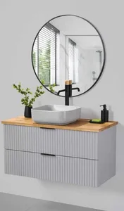 ארון תלוי דגם באלי - BALI עומק 40 ס"מ עם כיור רובי חרס לבן 102 ס"מ סניטק