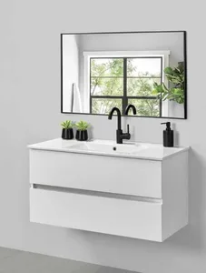 ארון תלוי דגם רנגלר - RENGLER עומק 47 ס"מ עם כיור סקיני חרס לבן 122 ס"מ סניטק