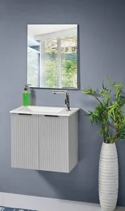 ארון תלוי דגם קופרה - CUPRA מידה 55 ס"מ כיור אינטגרלי סקיני לבן סניטק