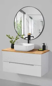 ארון תלוי דגם גאלה - GALLA עומק 47 ס"מ עם כיור סקיני חרס לבן 82 ס"מ סניטק