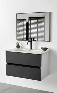 ארון תלוי דגם בלאן - BLAN עומק 47 ס"מ עם כיור סקיני חרס לבן 92 ס"מ סניטק