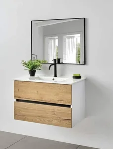 ארון תלוי דגם בלאן - BLAN עומק 40 ס"מ עם כיור רובי חרס לבן 62 ס"מ סניטק