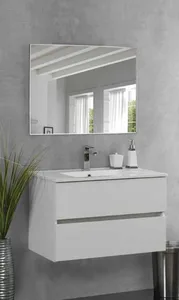 ארון תלוי דגם אקווסיל - AQUASIL עומק 47 ס"מ עם כיור סקיני חרס לבן 62 ס"מ סניטק