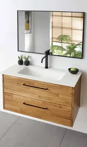 ארון תלוי דגם רימקס - REMAX עומק 47 ס"מ עם כיור סקיני חרס לבן 92 ס"מ סניטק