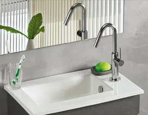 כיור רחצה אינטגרלי סקיני 55X34X17 ס"מ לבן מבריק SKINNY סניטק