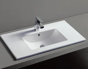 כיור רחצה אינטגרלי סקיני 72X47X19 ס"מ לבן מבריק SKINNY סניטק