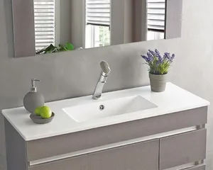 כיור רחצה אינטגרלי סקיני 102X47X19 ס"מ לבן מבריק SKINNY סניטק