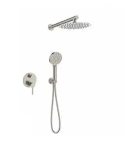 סט מקלחת 6 חלקים דגם מגנום ראש מקלחת אינטרפוץ 4 דרך זרוע מזלף 3 מצבים נקודת מים עם מתלה וצינור ניקל מוברש MAGNUM-N סניטק