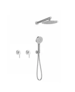 סט מקלחת 7 חלקים דגם פלומבה ראש מקלחת 2 אינטרפוץ 3 דרך זרוע מזלף 3 מצבים נקודת מים עם מתלה וצינור כרום PLOMBA-CH סניטק