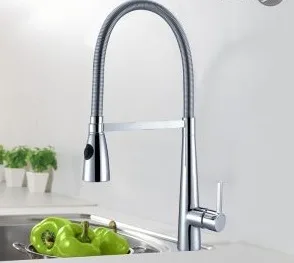 ברז מיקסר גבוה פיה מסתובבת מזלף נשלף דו מצבי ניקל KM0922CH סניטק