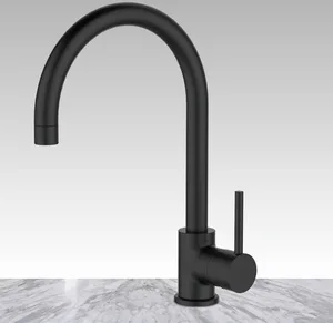 ברז מטבח גבוה פיה מסתובבת שחור מט ZV0122K סניטק