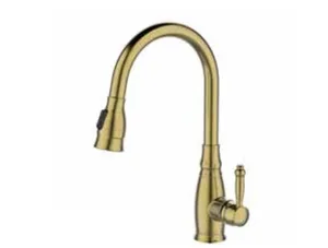 ברז מיקסר גבוה פיה מסתובבת מזלף נשלף דו מצבי זהב מוברש OB0804G סניטק