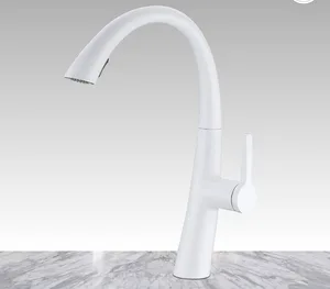 ברז מיקסר גבוה פיה מסתובבת מזלף נשלף דו מצבי לבן מט - OB0801WH סניטק