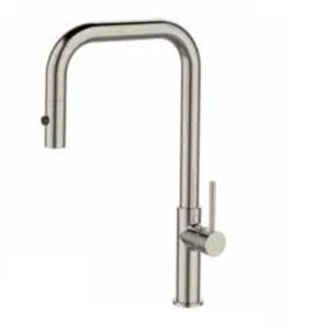 ברז מטבח נשלף פיה מסתובבת ומזלף דו מצבי ניקל מוברש OB0807N סניטק