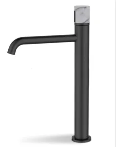 ברז מיקסר גבוה שחור מט עם ידית שיש - PL0633K סניטק