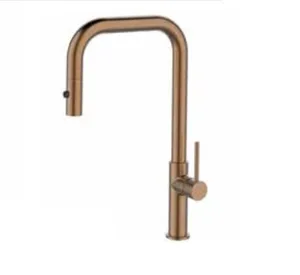 ברז מטבח נשלף פיה מסתובבת ומזלף דו מצבי רוז גולד מוברש OB0807RG סניטק