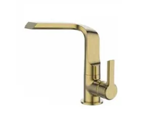 ברז לכיור רחצה בעיצוב יוקרתי פיה מסתובבת זהב מוברש ZV0124G סניטק