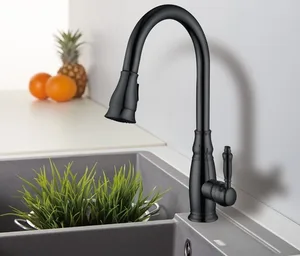 ברז מיקסר גבוה פיה מסתובבת מזלף נשלף דו מצבי שחור מט - OB0804K סניטק