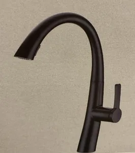 ברז מיקסר גבוה פיה מסתובבת מזלף נשלף דו מצבי שחור מט OB0801K סניטק