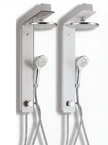 מערכת משולבת זכוכית מחוסמת ראש מקלחת מזלף מאחז למזלף וצינור גמיש לבן/כסוף - ספי SAFFI סניטק