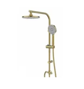 מערכת משולבת דגם סטאר 60 ס"מ ראש מקלחת מזלף 3 מצבים מאחז מתכוונן צינור גמיש זהב מוברש STAR-G סניטק