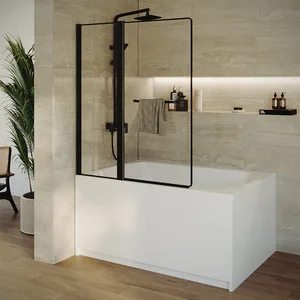 אמבטיון דופן קבועה + דלת כנף ג'קסון 120 ס"מ שחור מט DorRaphael