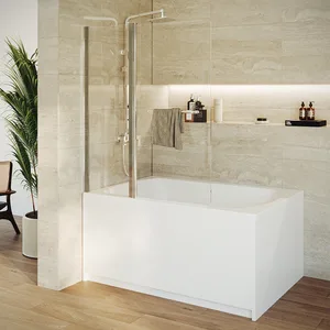 אמבטיון דופן קבועה + דלת כנף ג'קסון 120 ס"מ ניקל כרום DorRaphael