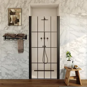 מקלחון חזית 2 דלתות על ציר קווינזי 120-145 ס"מ שחור מט DorRaphael