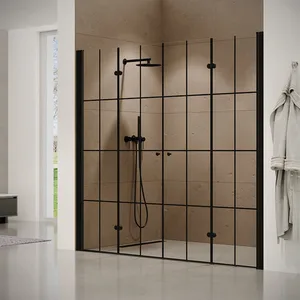 מקלחון חזית 2 דלתות הרמוניקה נלסון 132-196 ס"מ שחור מט DorRaphael