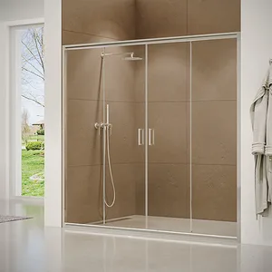 מקלחון חזית 2 דפנות קבועות + 2 דלתות הזזה אוונס 165-180 ס"מ ניקל כרום DorRaphael