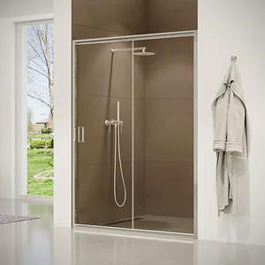 מקלחון חזית דופן קבועה ודלת אוונס 100-120 ס"מ ניקל כרום DorRaphael