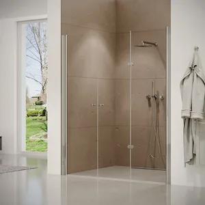 מקלחון חזית דלת הרמוניקה + דלת על ציר פאיטו 132-160 ס"מ ניקל כרום DorRaphael