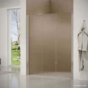 מקלחון חזית דלת הרמוניקה + דלת על ציר פאיטו 161-190 ס"מ ניקל כרום DorRaphael