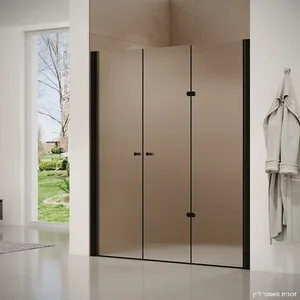 מקלחון חזית דלת הרמוניקה + דלת על ציר פאיטו 165-190 ס"מ שחור מט DorRaphael