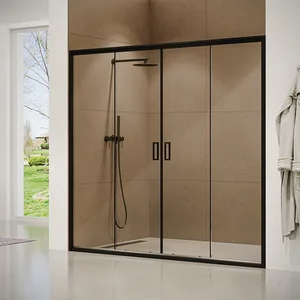 מקלחון חזית 2 דפנות קבועות ו2 דלתות אוונס 165-180 ס"מ שחור מט DorRaphael