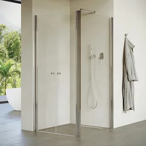 מקלחון פינתי 2 דלתות + דופן צד קבועה באקר 66-96 ס"מ ניקל כרום DorRaphael